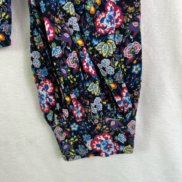 Frame Blouse Top Women XS One Shoulder Floral Print Long Sleeve Feminine Zip - Picture 5 of 15